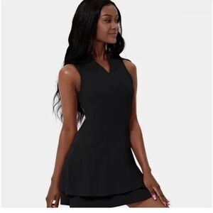 Halara NWT Everyday Cloudful Air V-Neck 2-Piece Tiered Ruffle Dress Black Medium